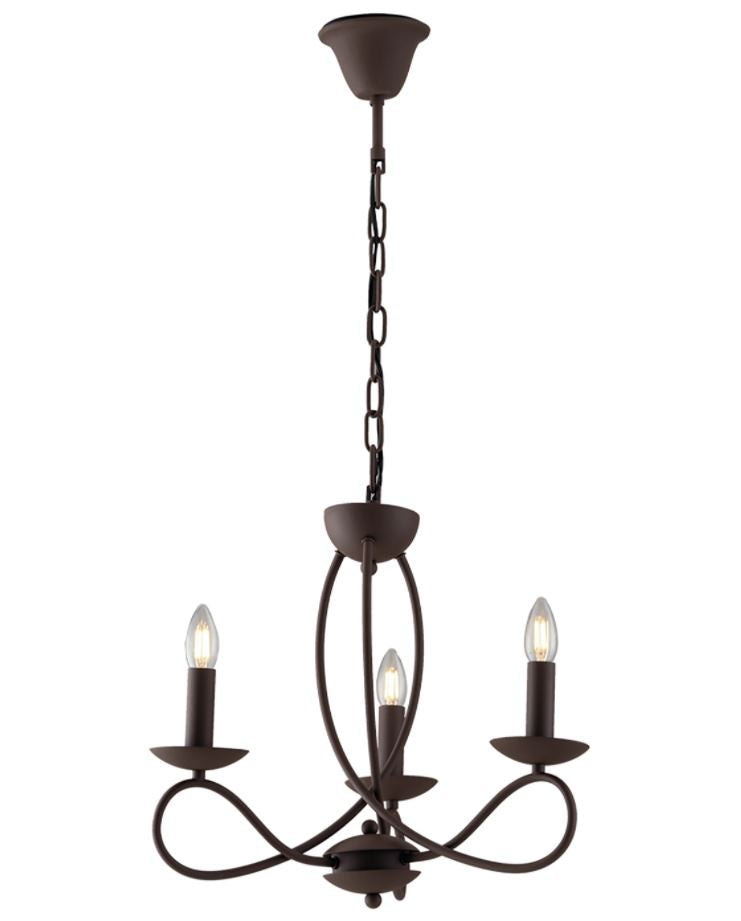 Sospensione 3 luci metallo corten 3XE14 non incl. GINEVRA Sospensione 3 luci metallo corten 3XE14 non incl. GINEVRA